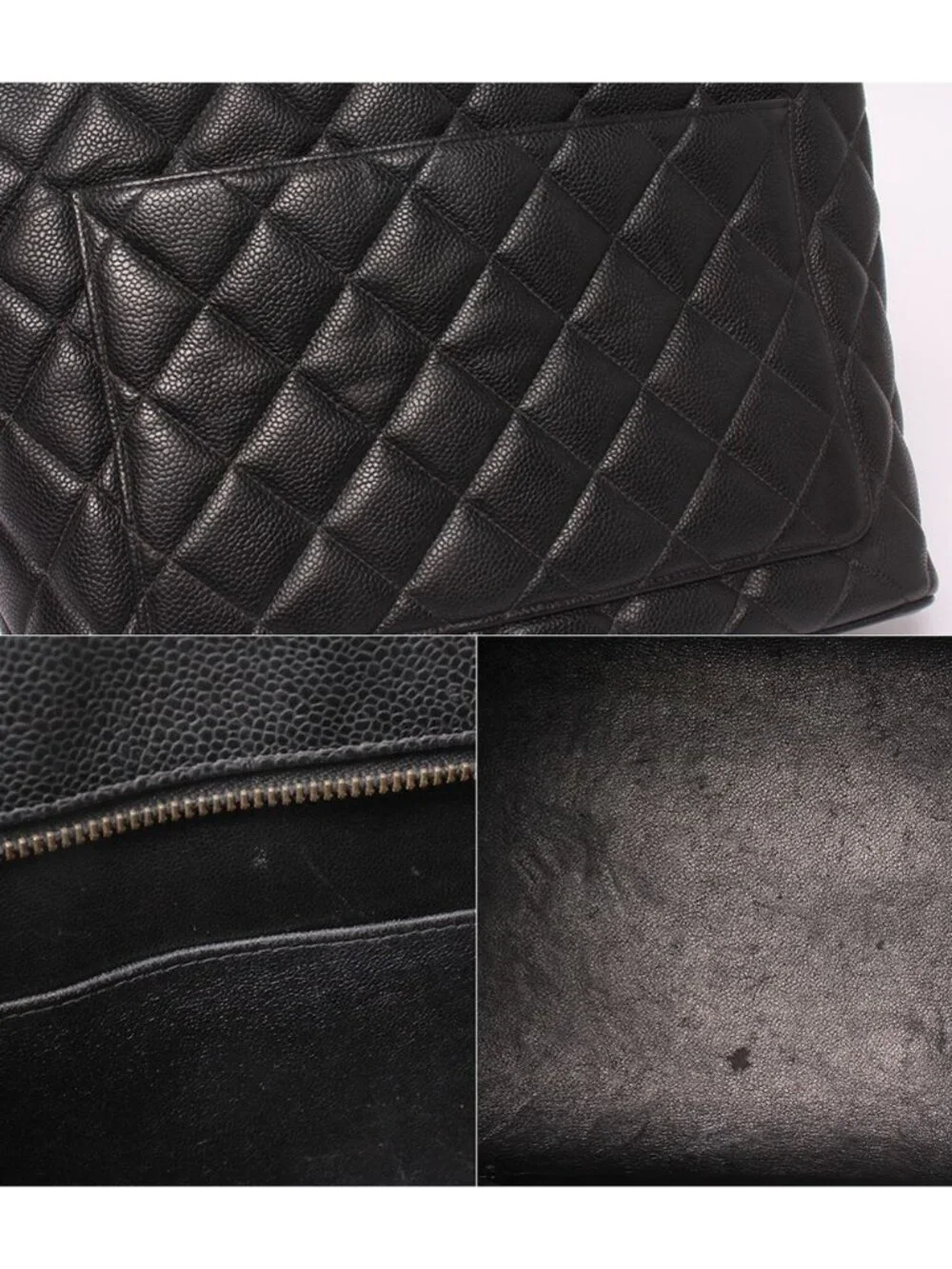 Chanel Tote Shoulder Bag Gold Caviar Leather